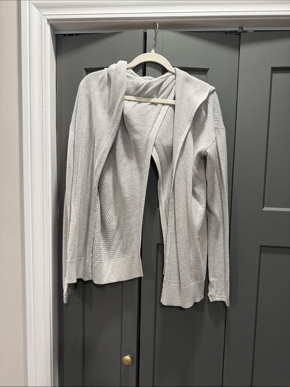 lululemon athletica Light Gray Hooded Open-Front Cardigan